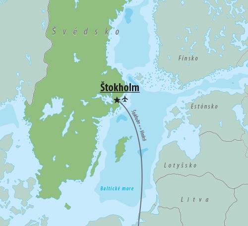 CK Turancar, Letecký poznávací zájazd, Švédsko, Štokholm - klenot severu, mapa