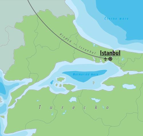 CK Turancar, Letecký poznávací zájazd, Turecko, Istanbul - mesto tisícich príbehov, mapa