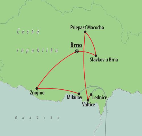 CK Turancar, autobusový poznávací zájazd, Morava, mapa