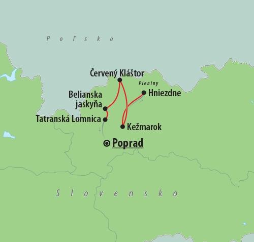 CK Turancar, Autobusový poznávací zájazd, Vysoké Tatry a severný Spiš, mapa