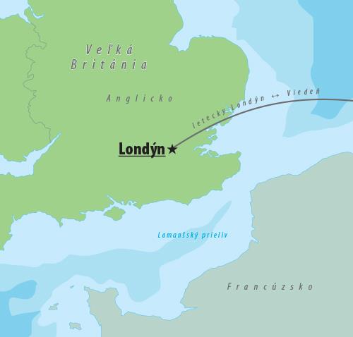 CK Turancar, Letecký poznávací zájazd, Veľká Británia, Kráľovský Londýn a Windsor, mapa